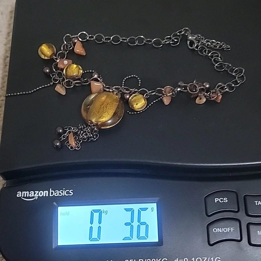 Vintage 1970's carnelian and agate stone clustered necklace - Picture 3 of 6